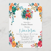 水色ロマンスカップルのシャワー 招待状 (正面/裏面)