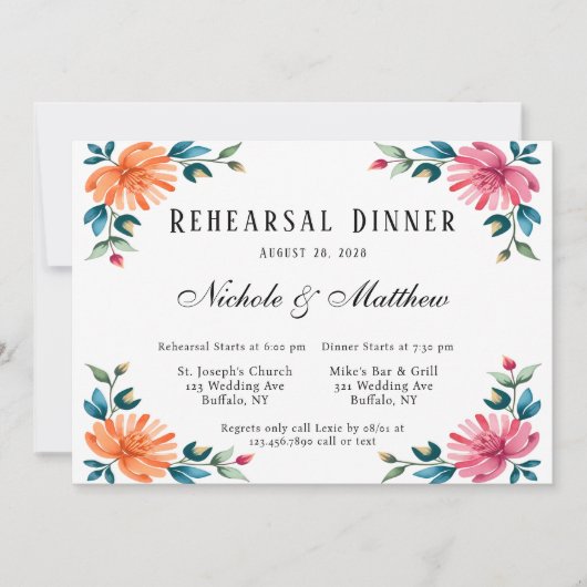 水色ロマンスリハーサルディナー 招待状 (正面)