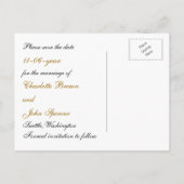 水色ロマンチックな白のバラは日付を保存 案内ポストカード (裏面)