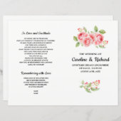 水色ロマンチックバラ折り畳み結婚式 プログラム (正面/裏面)