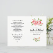 水色ロマンチックバラ折り畳み結婚式 プログラム (スタンド正面)