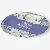 水色ロマンチックフローラ白結婚花 ペーパープレート (アングル)