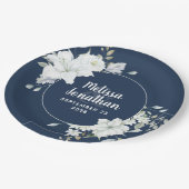 水色ロマンチックフローラ白結婚花 ペーパープレート (アングル)