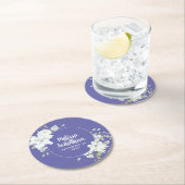 水色ロマンチックフローラ白結婚花 ラウンドペーパーコースター (インサイチュ)