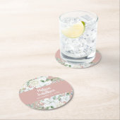 水色ロマンチックフローラ白結婚花 ラウンドペーパーコースター (インサイチュ)