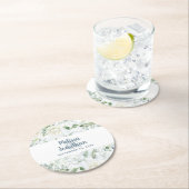 水色ロマンチックフローラ白結婚花 ラウンドペーパーコースター (インサイチュ)