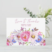 水色ロマンチックフローラ結婚のサンキューカード サンキューカード (スタンド正面)