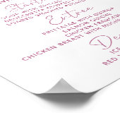 水色ロマンチックフローラ結婚のメニューテーブル記号 ポスター (角)