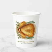 水色ローストトルコ幸せな感謝祭 紙コップ (裏面)