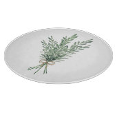 水色ローズマリーブーケとジュートボウ カッティングボード (角)