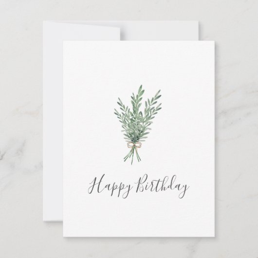 水色ローズマリーブーケとジュートボウ カード (正面)