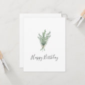 水色ローズマリーブーケとジュートボウ カード (正面/裏面インサイチュ)