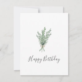 水色ローズマリーブーケとジュートボウ カード