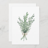 水色ローズマリーブーケとジュートボウ ノートカード (正面/裏面)