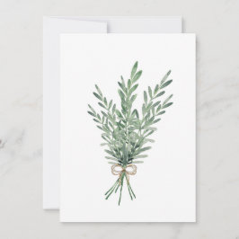 水色ローズマリーブーケとジュートボウ ノートカード