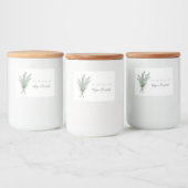 水色ローズマリーブーケとジュートボウ フードラベル (ボトル)