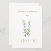 水色ローズマリー花グリーティングカード 招待状 (正面/裏面)