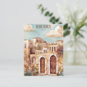 水色ロードスGreece旅行ポスターメディテラ シーズンポストカード (スタンド正面)