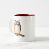 水色ワイズフクロウのブランチ収集可能 ツートーンマグカップ (正面左)