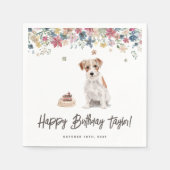 水色ワイヤーヘアジャックラッセルドッグ誕生日 スタンダードカクテルナプキン (正面)