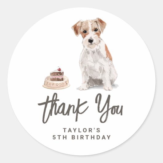 水色ワイヤー髪ジャック・ラッセルありがとう ラウンドシール (正面)