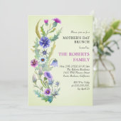 水色ワイルドフラワーグリーンマザーズデイブランチ 招待状 (スタンド正面)
