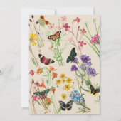 水色ワイルドフラワーズバタフライバースデーパーティー 招待状 (裏面)