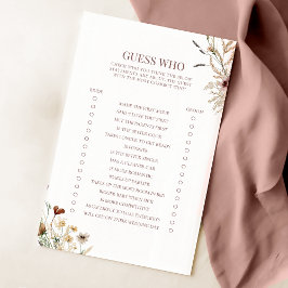 水色ワイルドフラワーブライダルシャワー誰がゲームを推測