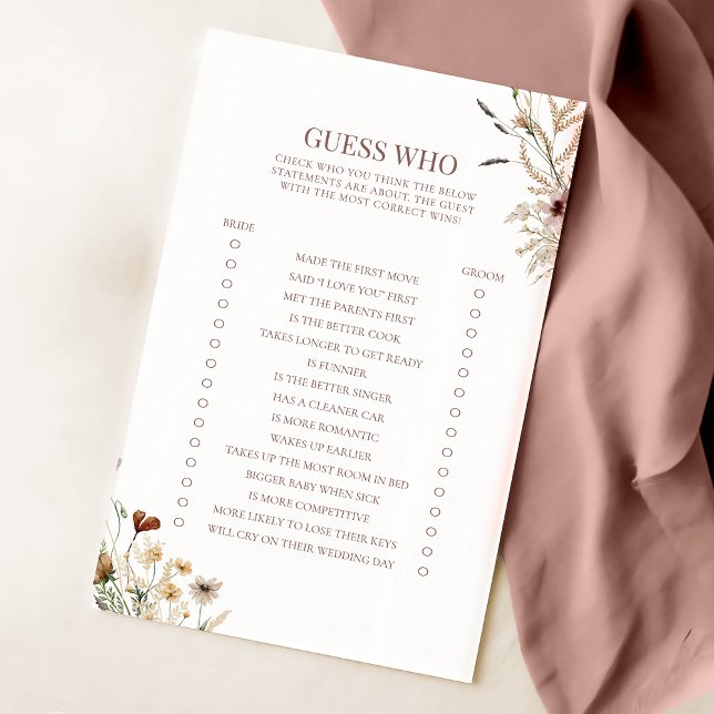 水色ワイルドフラワーブライダルシャワー誰がゲームを推測 (クリエイターアップロード済み)