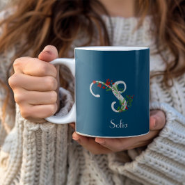 水色ワイルドフラワーレターブルーコーヒーマグ コーヒーマグカップ