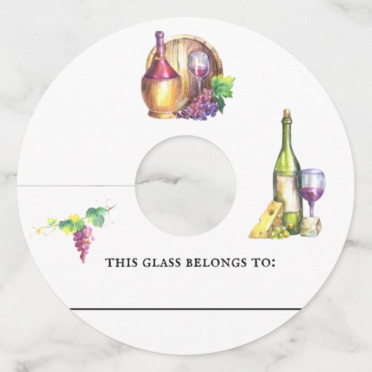水色ワイングラスマーカー識別紙ラベル ワイングラスタグ (正面)