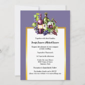 水色ワイングラス葡萄パープル金ゴールドワイナリー 招待状 (正面)