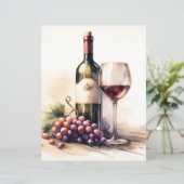 水色ワインボトルとブドウのスクラップブック紙 (スタンド正面)