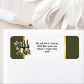 水色ワインボトルブドウのシックなカントリーグリーン ラベル (インサイチュ)