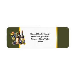 水色ワインボトルブドウのシックなカントリーグリーン ラベル