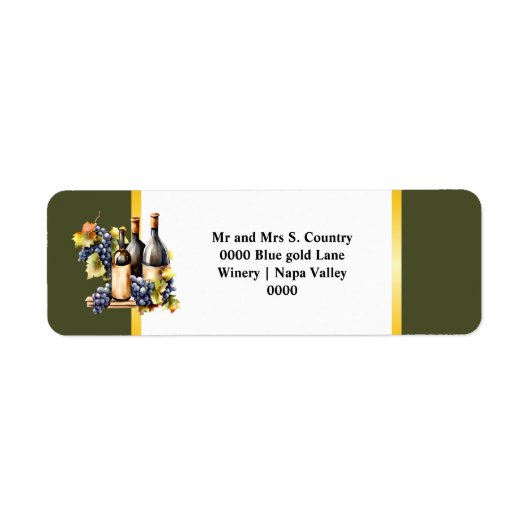 水色ワインボトルブドウのシックなカントリーグリーン ラベル (正面)