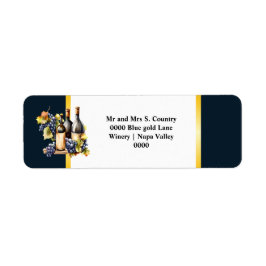 水色ワインボトルブドウのシックなカントリーワイナリー ラベル