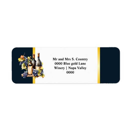 水色ワインボトルブドウのシックなカントリーワイナリー ラベル (正面)
