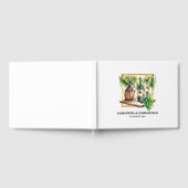 水色ワインボトルブドウ園ワイナリーグリーン金ゴールド ゲストブック (全面)