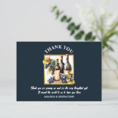 水色ワインボトルブドウ青金ゴールドグリーン サンキューカード (スタンド正面)