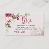 水色ワインラッフルチケットブライダルシャワーカード プレイスカード (正面)