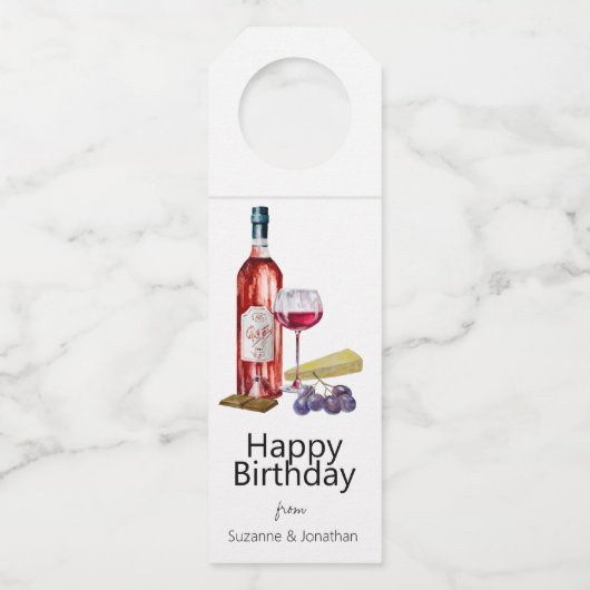 水色ワインラバー誕生日ボトルハンガーラベル ボトルネックタグ (正面)