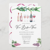水色ワイン |ぶどう |モダンブライダルシャワー 招待状 (正面/裏面)
