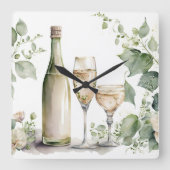 水色ワイン スクエア壁時計 (正面)