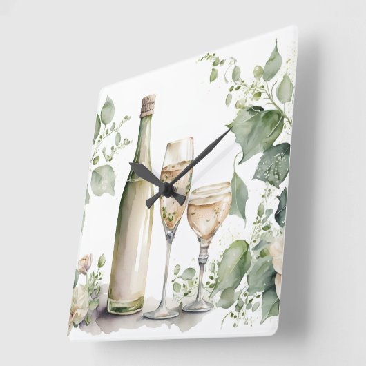 水色ワイン スクエア壁時計 (傾斜)