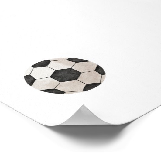 水色ヴィンテージサッカーボールポスター ポスター (角)