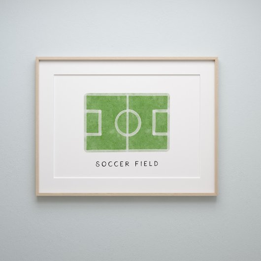 水色ヴィンテージサッカー場の郵便受 ポスター