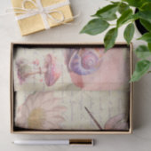 水色ヴィンテージトンボのカタツムリのデカップルページ 薄葉紙 (ギフト)