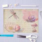 水色ヴィンテージトンボのカタツムリのデカップルページ 薄葉紙 (クラフト)