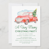 水色ヴィンテージピックアップトラッククリスマスパーティー 招待状 (正面)